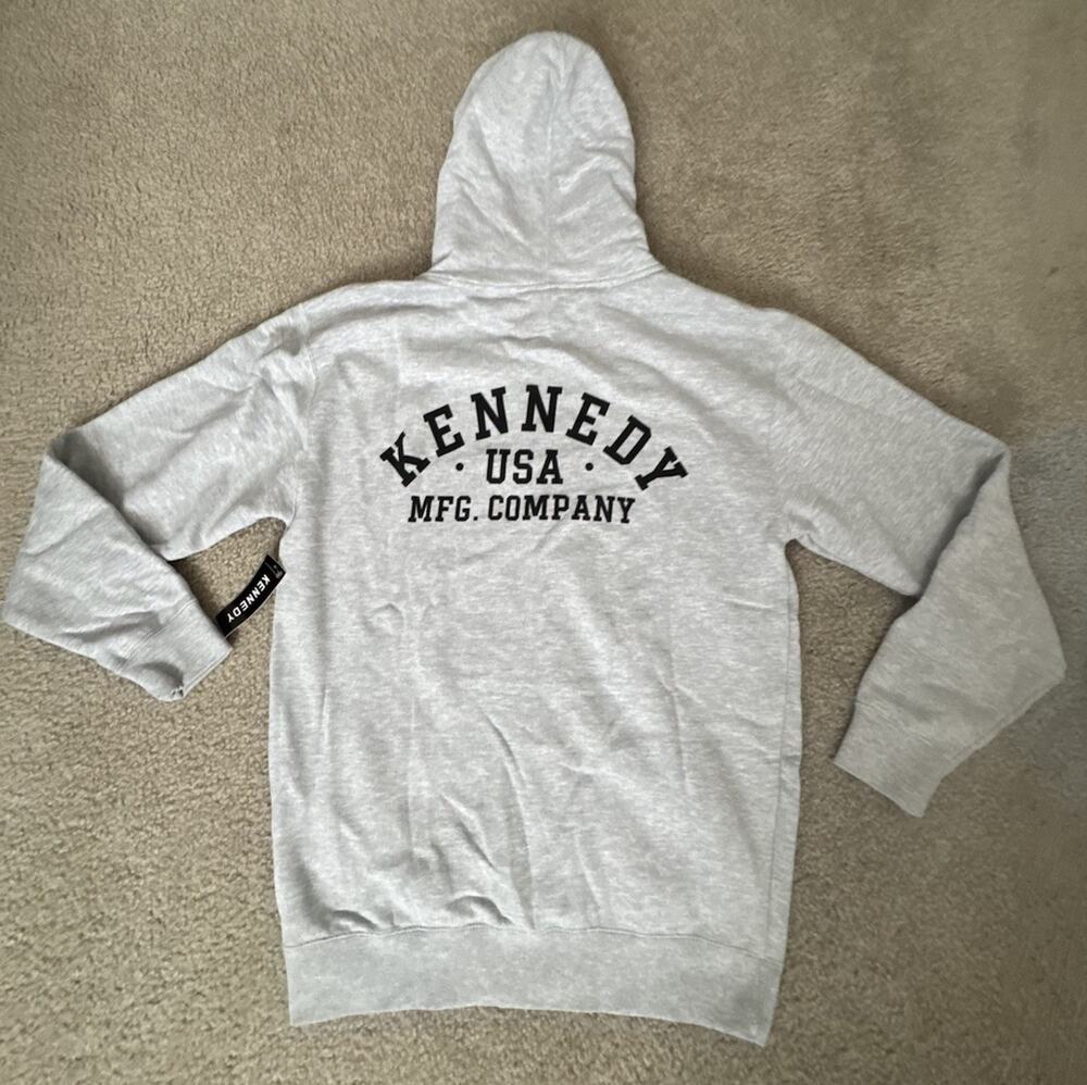 Kennedy USA MFG Company Zip Hoodie Gray Medium Full Zip Fleece Sweatshirt NWT